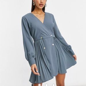 Missguided Dress blue skater dress with pleats